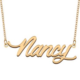 Nancy Name Necklace Custom Nameplate Pendant for Women Girls Birthday Gift Kids Best Friends Jewelry 18k Gold Plated Stainless Steel