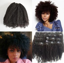 Afro kinky curly clip in human hair extensions brazilian beach curls human hair clips ins 824instock selling GEASY8510232