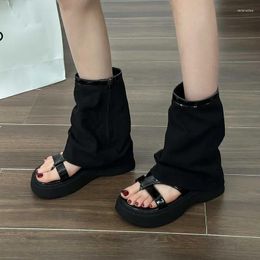 Sandals Women Designer Platform Woman Retro Open Toe Party Prom Shoes 2024 Summer Sexy Zipper Female Pant Boots