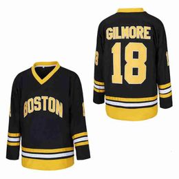 Maglia da hockey su ghiaccio BG BOSTON 18 HAPPY GILMORE Cucito Ricamo Abbigliamento sportivo da esterno Maglie Nero di alta qualità stile 240305