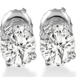 1ct Round Diamond Stud Earrings in 14K White Gold with Screw Backs2909