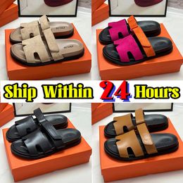 Chypres Designer Sandals Slippers Women Slides Leather Canvas Suede Slipper Noir Calfskin Orange Red Flat Sliders Womens Summer Beach Famous Sandal Shoes