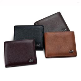 Wallets Large Capacity Men's Short Wallet Business Cowhide Classic Slim Retro Soft Male Leather Purse