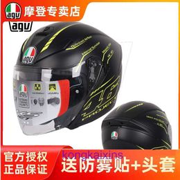 New AGV K5 Double Lens Half Helmet Motorcycle Male Safety Running Big Fish Eating Small