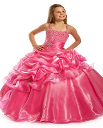 Perfect Angels 1417 Pink Little Girls Pageant Dresses Sequins Flower Girl Dresses Ball Gown Kids Children Festival Dress9922236