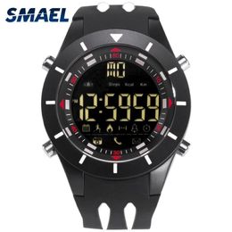 SMAEL Digital Wristwatches Waterproof Big Dial LED Display Stopwatch Sport Outdoor Black Clock Shock LED Watch Silicone Men 8002204s