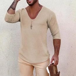 Men's Sweaters 2024 Solid V Neck Long Sleeve Kniited Pullovers Spring Summer Thin Style Slim Casual Mens Clothing Knitting Tops