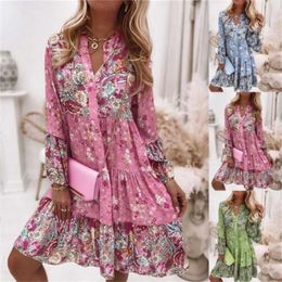 Spring And Summer Casual Dresses Womens Printed Stitching Skirt Selling Layered Mini Dress