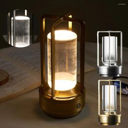 Night Lights LED Cordless Table Lamp Retro Bar Metal Desk Lamps Rechargeable Touch Dimming Light Restaurant Bedroom Home Decor