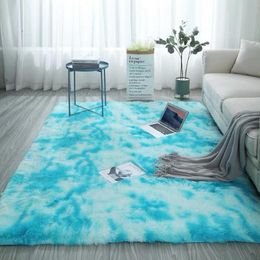 Carpets Grey Carpet Tie Dyeing Plush Soft For Living Room Bedroom Anti-slip Floor Mats Water Absorption Rugs267n