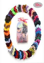 Velvet Scrunchy Hairbands Scrunchie Poadband Solid Hair Holdernytail He Rope Headdress Rubber Band Fashion Hair Accesorios 50Pcs P6048856