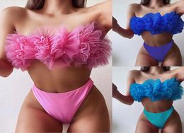 New Corseted Bikini Mesh Swimsuit Sexy Women Swimwear Two Pieces High Waist Bathing Suit1657039