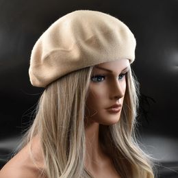 Women Berets Hat Fashion apricot Black Knitted With Rhinestone Ladies Beanie Beret Winter Warm Big Elastic Cap 240229