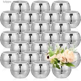 Vases Disco Ball Flower Vase Mirror Disco Ball Glass Vase Disco Ball Planter Candle Holder Glass Vase Bulk Freight Free Room Decor L240311