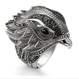 Hip Hop Personality Retro Jewelry 925 Sterling Silver Fashion Eagle Ring Female Wedding Bird Wedding Band Ring For Men Gift271z
