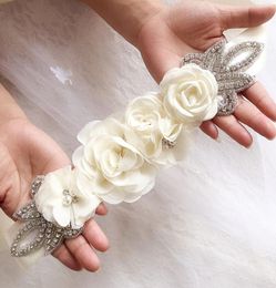 Wedding Sashes Chiffon Flowers Bridal Belt Rhinestone Dress For Bride Accessories White Ivory Black Red Silver In Stock Bulk Order9670895