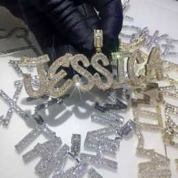TopBling Hip Hop Simulated Diamond Pendant Necklaces A-Z Custom Name Bubble Letters Charm Gift for Men Women264T