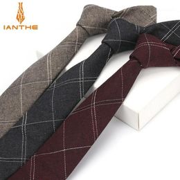 Ianthe 6cm Men's Suit Tie Classic Men Plaid Necktie Formal Business Bowknots Ties Male Cotton Skinny Slim Narrow Ties Cravat12247