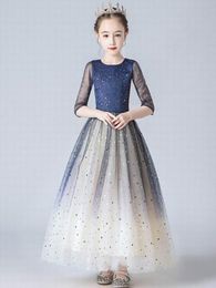 Starry Sky Flower Girl Dress Ball Gown Sequins Star Performance Evening Dress Kids Clothes 413Y E98886092100