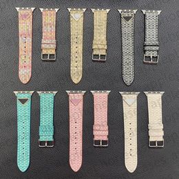 Watch Bands For Apple Band Designer apple series 8 9 4 5 6 7 ultra bands 49mm 38mm 41MM 42mm 44mm 45mm strap PU Leather Woven Pattern Triangle P ap Smart Straps Q240514