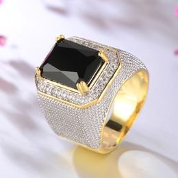 New American Diamond Ring Hip Hop Points Jinba Gas Square Sapphire Big Men's Ring