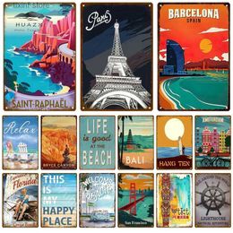 Metal Painting Beach Summer Tin Sign Plaque Metal Signs Iron Plate Wall Decor for Beaches Bar House Surf Club Decorative Painting Poster Decors T240309