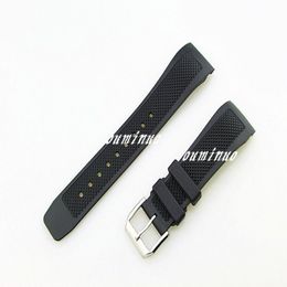 22mm Buckle18mm NEW TOP GRADE Black Waterproof Diving Silicone Rubber Watchband Bands with pin buckle type for IWC Watch284w