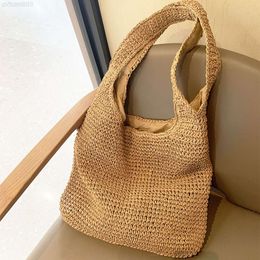 Ladies Fashion Large Straw Bags Natural Rattan Woven Shoulder Bag Summer Beach Tote Handmade for Women