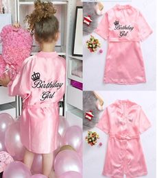 Sweet Kids Pyjamas Robe Satin Children Kimono Robes Birthday Gift Flower Girl Dress Silk Bathrobe Nightgown children039s bathro3844262