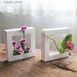 Vases Photo Frame Flower Pot Living Room Wall Hanging Desktop Japanese Ikebana Plastic Plant Arrangement Tools L240309