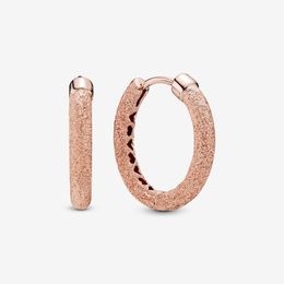 Rose Gold Plated 100% 925 Sterling Silver Hoop Earrings Mat Finish Fashion European Earring Wedding Egagement Jewellery Accessories263H