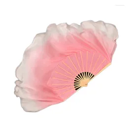 Stage Wear Pink Half Circle Double Fan Veils Silk Women Folk Dance Veil 1 Pair 2 Layers Light Hand Dye(1L 1R)