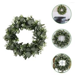 Decorative Flowers Rural Artificial Garland Front Door Faux Green Wreath Silk Cloth Eucalyptus Leaves