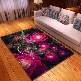 3D Big Flower Carpet Home Living Room Carpet Bedroom Red Rose Pattern Baby Room Decoration Soft Door Mat293N