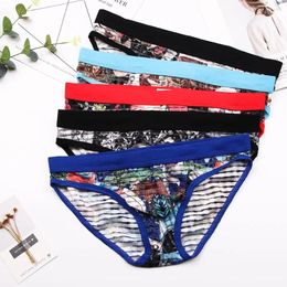 Underpants Men Underwear Briefs Ice Silk Translucent Striped Sexy Breathable Male Panties Calcinha