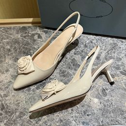 fashion dress shoes prad high heels women summer triangle brushed leather sandals shoes for women slingback pumps luxury footwear women high heels party wedding
