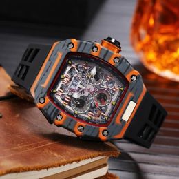 new 6-pin watch limited edition men's watch top luxury full-featured quartz watch silicone strap Reloj Hombre gift252Y