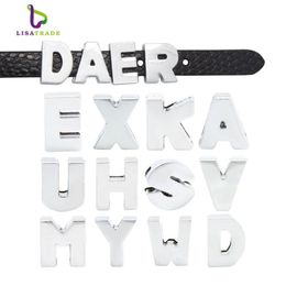 130pcs 8mm Silver plain Slide Letters fit bracelet Alplabet Charms for DIY Wristband Bracelet LSSL092528