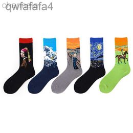 Mens Socks Dropshipping Retro Cotton Women New Art Van Gogh Mural World Famous Oil Painting Series Men Funny Sock Wholesale VUD2