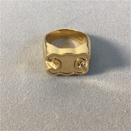 Mens Retro Gold Sier Square Men Women Wedding Ring Designer Jewellery Couple Rings with Gifts Box