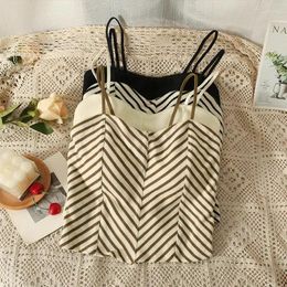 Women's Tanks Ins French Chic Femme Striped Spaghetti Strap Corset Crop Tank Tops Camisoles Korean Fashion Casual & Camis Drop