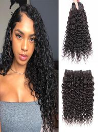 Water wave bundles 3pcslot natural Colour remy Indian human hair wefts no shedding curly extension1822263