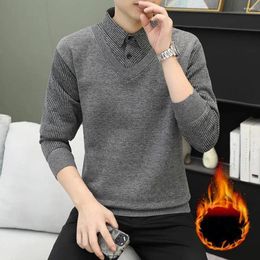 Men's Sweaters Men Striped Pullover Fall Winter Patchwork Sweater Vest Shirt Button-up With Thick Plush Warmth Formal