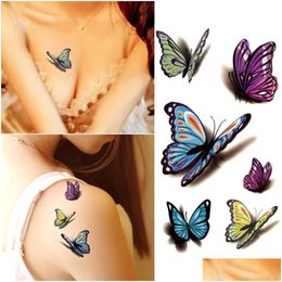 Temporary Tattoos Beauty 3D Bowknot Temporary Tattoo Body Art Flash Sticker Waterproof Henna Tatoo Selfie Fake Tatto Wall Drop Deliver Dhvjh