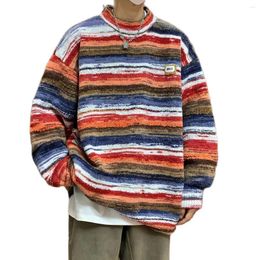 Men's Sweaters Colors Striped Sweater Oversize Knitted Long Sleeve Pullovers Autumn Winter Knitwear Clothing Casaul Jumper For Man