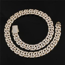 Chains DRIP 10MM Cubic Zirconia Heavy Cuban Chain Baguette Bling Iced Out Brass Necklace Men White Gold Plated Jewelry Choker228l