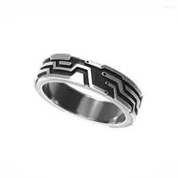 Cluster Rings Trendy Lines Pattern Male Ring Adjustable Arrival Men 925 Silver Opening Size Cool Gift For Boyfriend