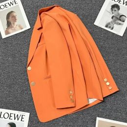 Blazers Orange Orange Suit Jacket For Women Spring and Autumn 2023 New Highend Design Explosive Street Top Popular Suit This Year