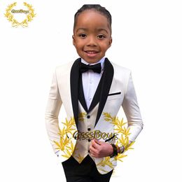 Boys Suit Wedding Tuxedo 3 Piece Shawl Collar Jacket Pants Vest Child Formal Blazer Set Slim Fit Outfit costume garcon mariage 240304