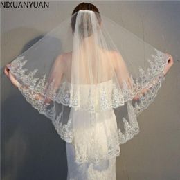 Bridal Veils Whole Two Layer Veil With Comb Wedding Vail Solid Color Soft Tulle Short White Ivory Woman292k